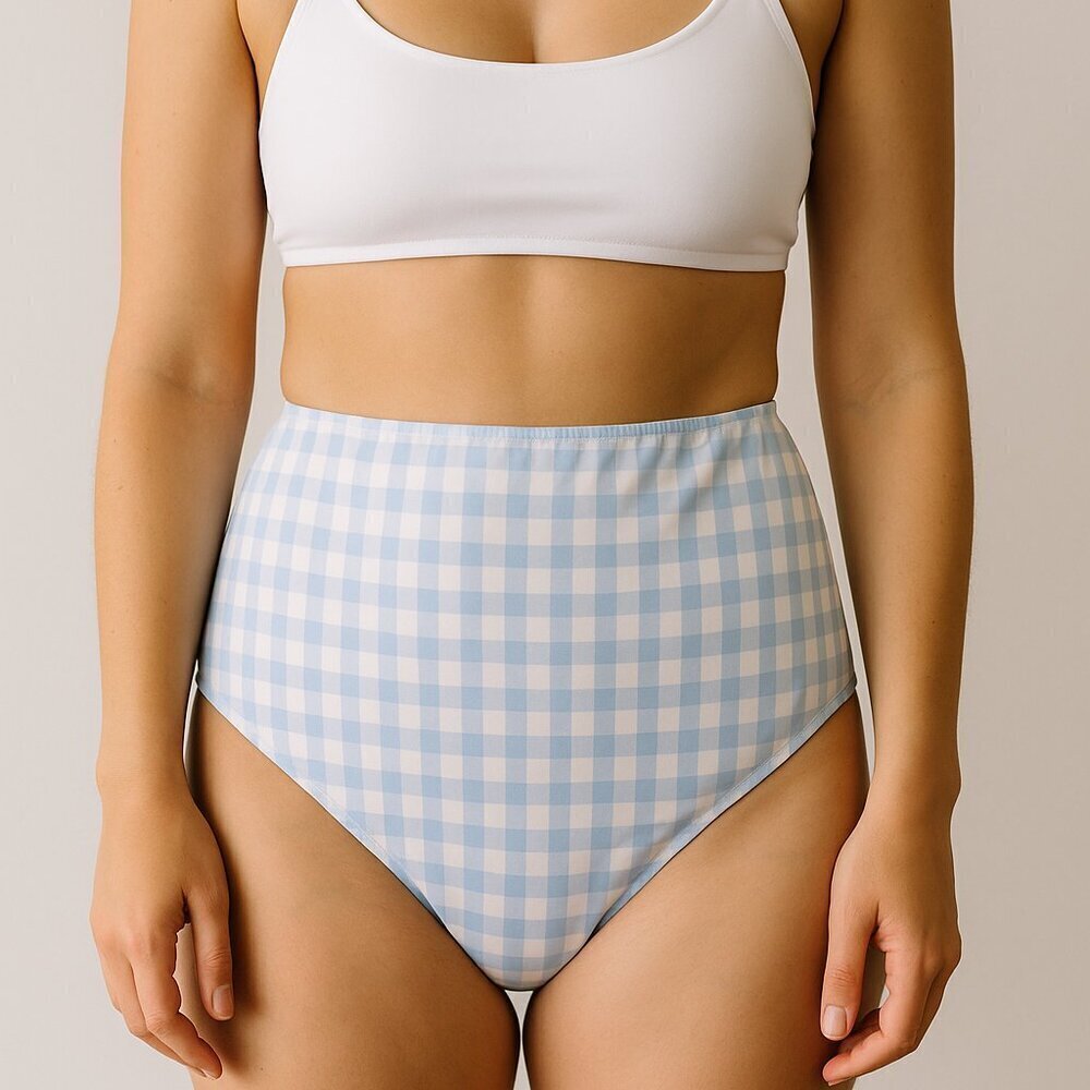 Sleeper Gingham High Waist Bikini Bottom Size Medium NWT